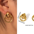 Gold Triple Nested Drop Earrings ZJGE0714