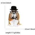 Cartoon Hund Acryl Brosche mit Hut und Brille inklusive Abmessungen 6,7x4,5 cm - Britischen Stil Acryl Brosche / Brauner Gentleman Hund