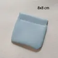 Mini light blue leather makeup bag with automatic flex frame closure 8x8cm size - 8x8cm / Small Sky Blue