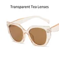 Cat eye oversized glasses frame in transparent tea resin with matching tinted lenses - Transparent Tea / Tea Lens