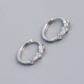 Orecchini a cerchio vintage in argento s925 con tre zirconi cubici quadrati - Oro Bianco