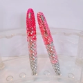 Pink and silver gradient crystal studded twist ballpoint pen with sparkling rhinestones - Peach Red Gradient