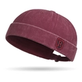 Adjustable wine red docker hat with vintage washed cotton finish and R logo embroidery - Adjustable / Burgundy
