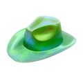 Western style luminous neon green cowboy hat with metallic holographic texture - Adult Green-No Light