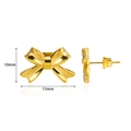 Polished 18K gold stainless steel bow stud earrings measuring 15mm by 10mm in size - 15mm x 10mm / Gold (E4776)
