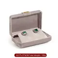 Grey velvet jewelry travel case with gold buckle for earrings and rings storage - Pendant Box / Light Gray