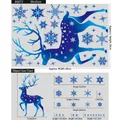Blue gradient Christmas reindeer and snowflakes window static stickers 30x20cm layout - Blue Gradient Reindeer (BQ072/1 Sheet)