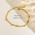 Bracelet double couche en acier inoxydable plaqué or 14K avec perles carrées dorées - Cube Double Couche (B9)