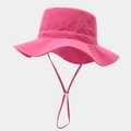 Close-up of rose red sun hat with windproof adjustable strap and breathable fabric - Rose Red