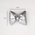 Silver metallic Christmas bow decoration for gift wrapping and DIY crafts, 10x7cm size - Large (5 Pieces/Pack) / Silver