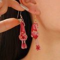 Boucles d'oreilles créatives gnome rouge en acrylique avec motifs de cœur - Gnome avec Chapeau (9414)