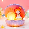 Shell and moon night light with Little Red Riding Hood figure in purple and warm yellow - Red Cloak Shell Lamp