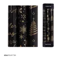 Schwarzes und goldenes Weihnachts-Geschenkpapier mit Schneeflocken und Bäumen, 43cm x 3m - Set 1 / 43cm*3m