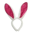 Hot pink and white plush rabbit ears headband for Easter party costume accessories - Rose Red Bunny Ear Headband
