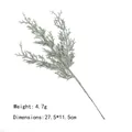 Silver artificial pine branch with glitter finish for Christmas tree decoration, size 27.5x11.5cm - Type C-White Multi-branch Cypress Leaf