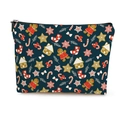 Pochette natalizia blu con omini di pan di zenzero e stelle per cosmetici e accessori - 17*25cm / Stampa Omino di Pan di Zenzero (款式1)