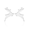 Cute reindeer stud earrings in polished silver finish for a minimalist festive look - Steel