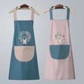 Waterproof kitchen aprons with cute rabbit pattern in teal and pink color options - Rabbit/Regular/Family Edition/Blue+Pink Set