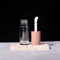 Empty 6ml lip gloss tube with pink cap and large sponge applicator brush head - 6ml / Brown