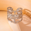 Silver multi-layer beaded and braided open ring in high-quality stainless steel - Steel Color 136