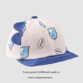Cute dinosaur baby baseball cap in beige and blue cotton fabric with 3D fins - 45-48cm / Blue Print Dinosaur