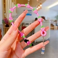 Pink strawberry theme hair braider clip for girls with colorful bead pendants - Straight Braid / Pink Strawberry