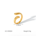 Detailed size view of an 18K gold stainless steel spiral ring with dimensions and weight - Ribbed Spiral Texture Style (HC-R30063)