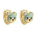 Boucles d'oreilles ours en or avec pavé de strass bleu turquoise étincelants - Or Zircon Bleu Lac