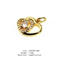 Golden heart pendant with sparkling zircon inlay, 13x13mm copper jewelry component - 8-Pave Heart