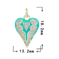Pendentif cœur plaqué or 18K avec émail turquoise et incrustations de zircons sur fond blanc - Vert Fruit