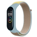 Light blue and beige nylon loop sport strap for Xiaomi smart band on white background - Camel
