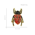 Cute beetle enamel brooch with red heart pattern in gold finish measuring 3.5cm tall - Heart Beetle (CC1064)