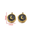Golden moon charm pendant with black enamel finish 16mm x 13mm for jewelry making - Type E Black Moon