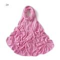 Detail of soft pink mercerized cotton jersey scarf showing fine stitching and smooth texture - Pink (#2)