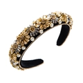 Baroque padded headband with amber crystals and pearls on black velvet fabric - Brown