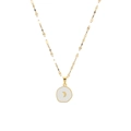 Gold stainless steel necklace featuring a moon pendant on a minimalist lip link chain - Moon