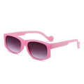 Pink rectangular children's sunglasses with purple gradient lenses and glossy frame - Jelly Pink