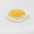 Yellow kids bucket hat with white lace trim and pearl bow detail for girls - CM8004 Lace Pearl Series / Yellow