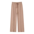 Pantaloni in maglia a gamba larga color cammello con coulisse in vita e cucitura centrale - S / Cammello