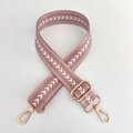 Detailed view of pink nylon strap with white arrow patterns and gold metal clasps - Pink With Silver Buckle