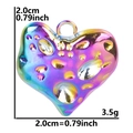 Detailed view of heart pendant showing rainbow metallic finish and 2.0cm size scale - Rainbow Color Pendant