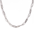 Minimalist silver stainless steel paperclip link chain necklace with polished metallic finish - 4.4mm Paperclip Chain - Steel Color Waist Chain - 80cm+10cm
