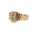 Adjustable golden ring with chain band design and micro-paved zircon letter H - Adjustable Open / Letter H