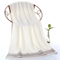 Asciugamano da bagno in cotone bianco crema spesso con bordo a righe sulla sedia - 70x140cm / Crema a righe