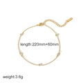 Bracelet de cheville en acier titane doré 18 carats avec cinq zircons et chaîne d'extension - Bracelet de cheville à cinq zircons sertis (TA8037)