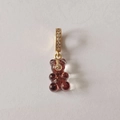 Gummy bear pendant in purple resin with gold sparkling loop for charm necklace - Starry Back Caramel Transparent Coffee