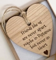 Heart-shaped wooden friendship ornament with rope in a kraft gift box - R (7.5*7.5) Distance Heart Friendship - Heart Wood + Box