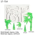 Bamboo and bamboo shoots silicone mold with 5 green fondant shapes for cake decor - Gray
