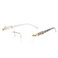 Frameless gold rimless sunglasses with marble texture temples and gradient lenses - Gold Frame Transparent Lens White Marble Temple