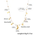 Dettaglio della collana in acciaio inossidabile placcato oro 18K con stelle e luna - Oro Luna Stella